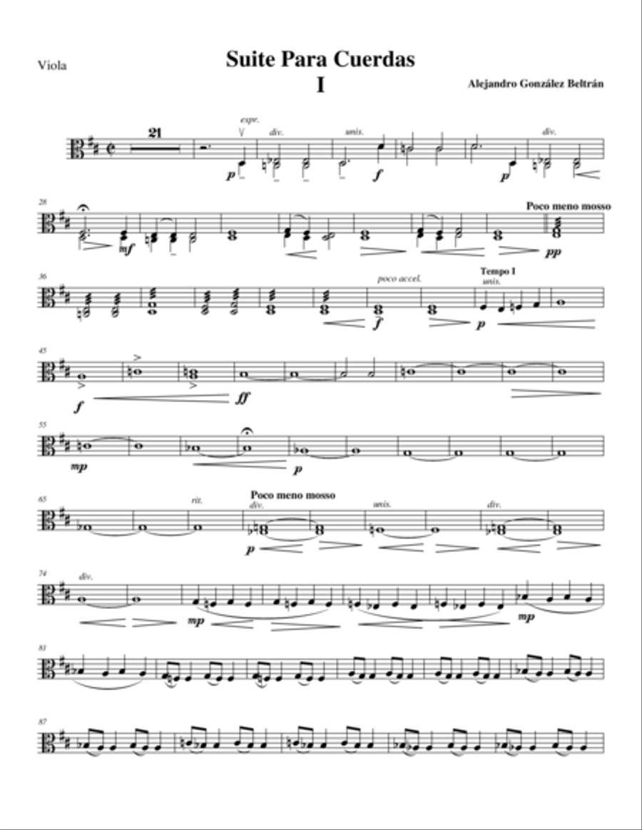 Suite for String Orchestra (Mov I) Viola part String Orchestra scores gallery preview page 1