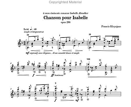 Chanson pour Isabelle, opus 286