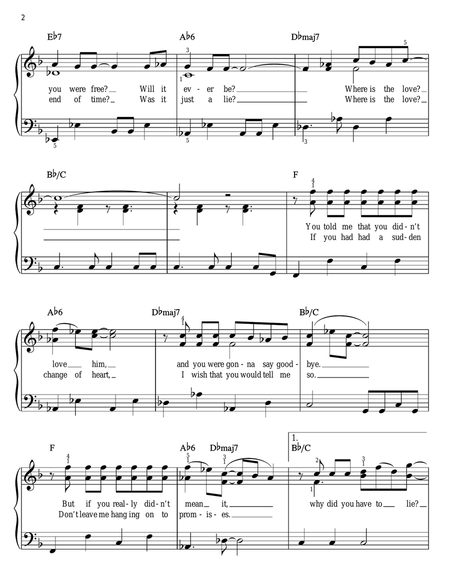 Where Is The Love? Easy Piano scores gallery preview page 2