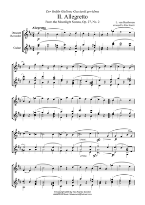 Allegretto (Moonlight Sonata) for descant recorder and guitar
