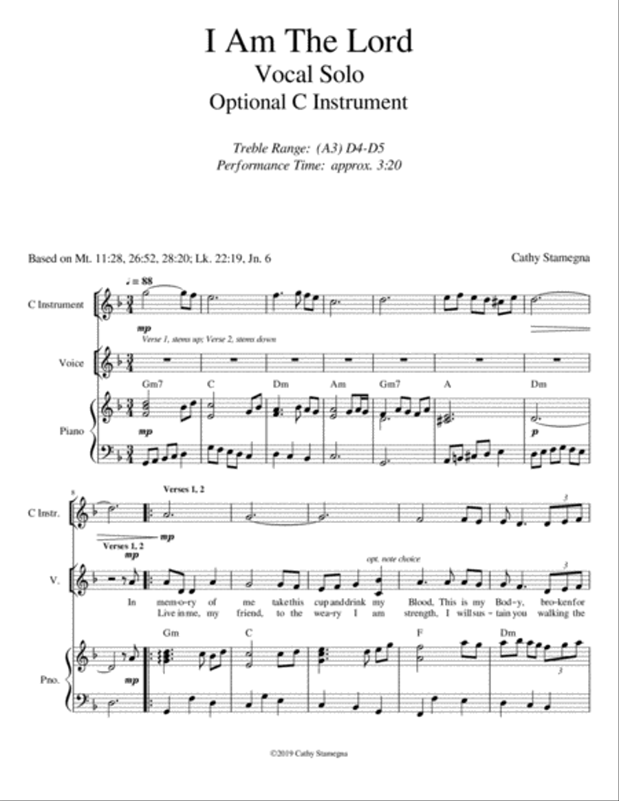 I Am the Lord (Vocal Solo, Chords, Optional C Instrument, Accompanied) Large Ensemble scores gallery preview page 3