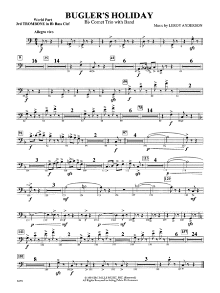 Bugler's Holiday (with Cornet Trio): WP 3rd B-flat Trombone B.C.
