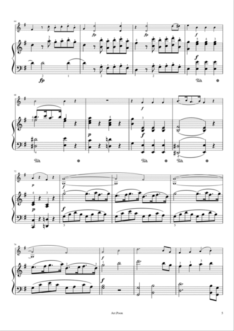 Mozart - Violin Sonata in E minor - K.304/300 - Violin Sonata No.21 Original Compelet With Fingered Violin Solo scores gallery preview page 5