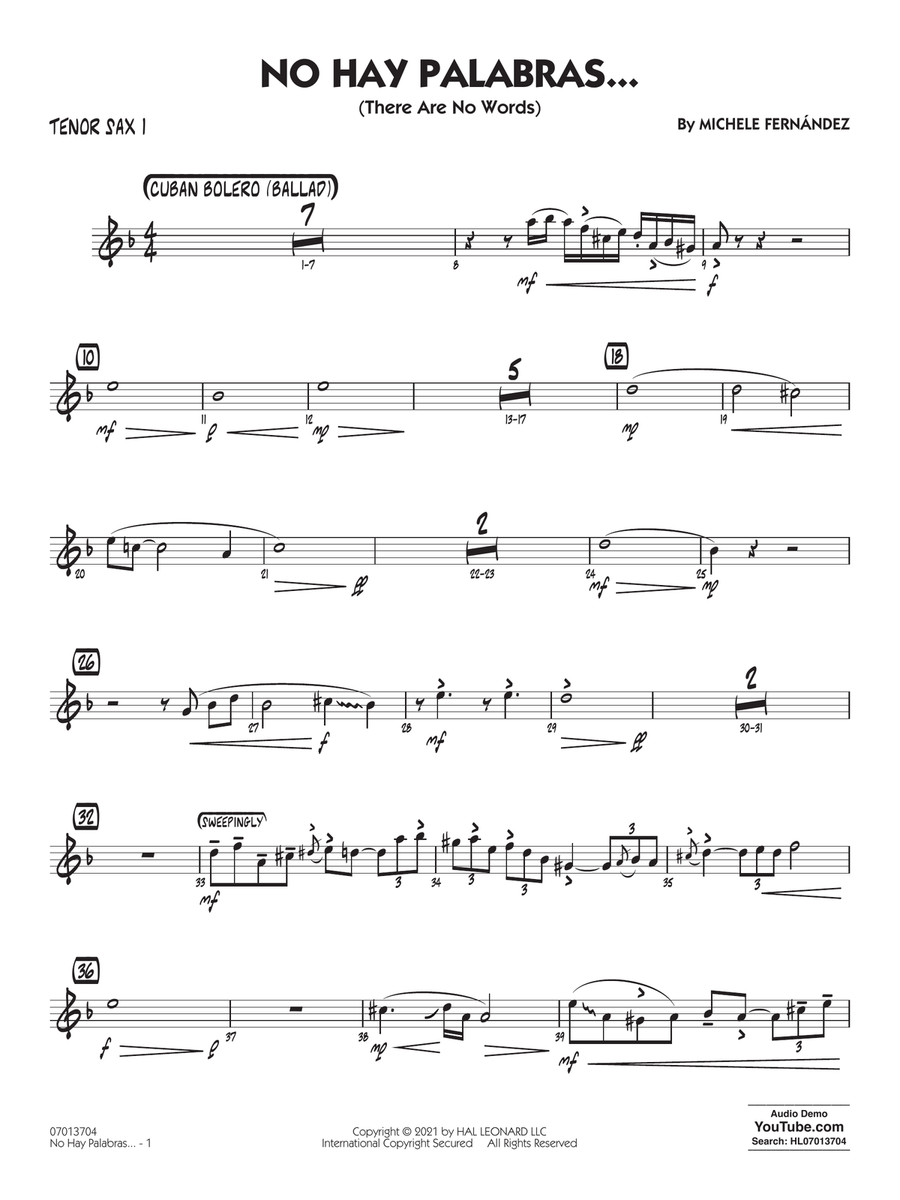 No Hay Palabras... (There Are No Words) - Tenor Sax 1