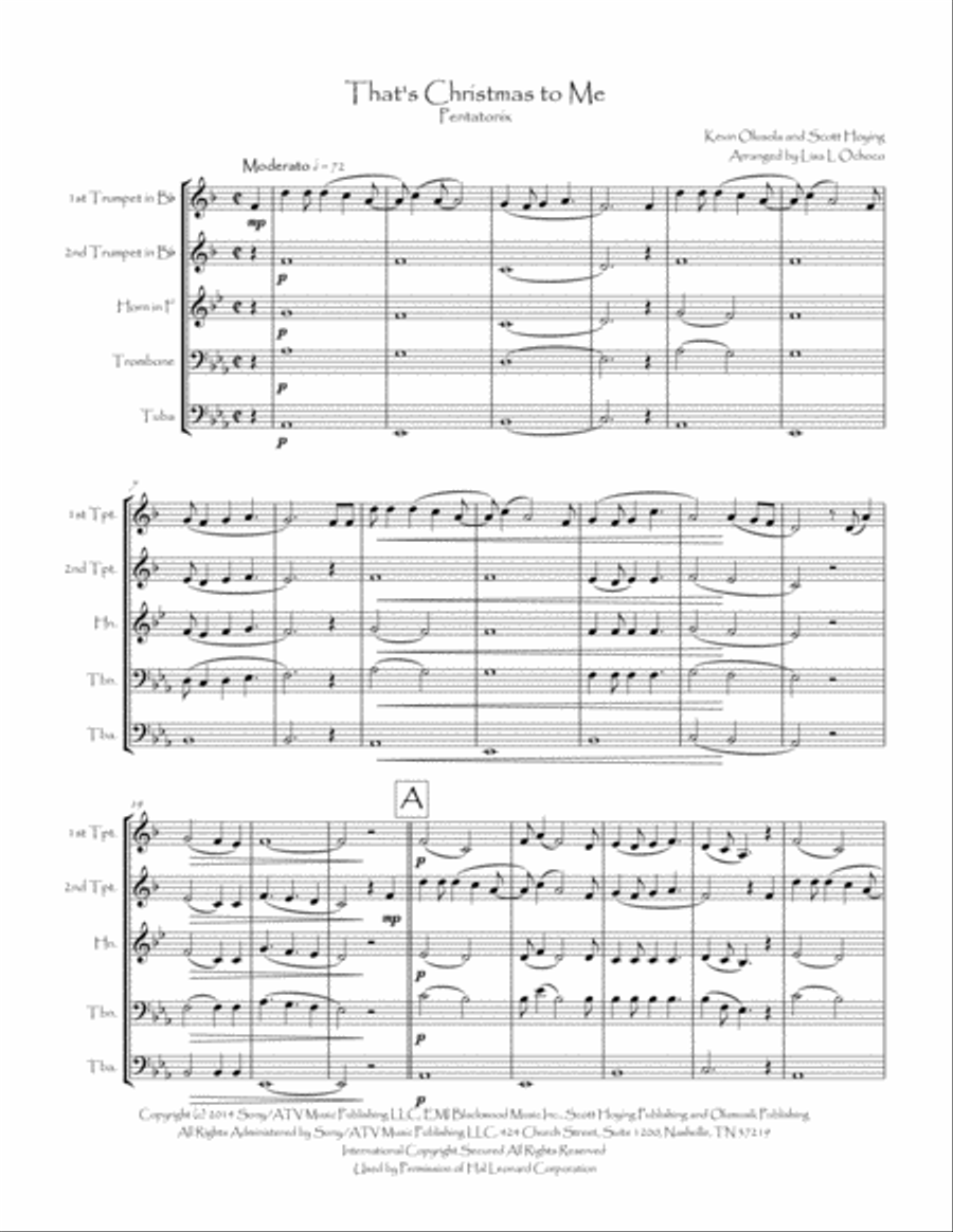 That's Christmas to Me That's Christmas to Me Brass Quintet scores gallery preview page 4