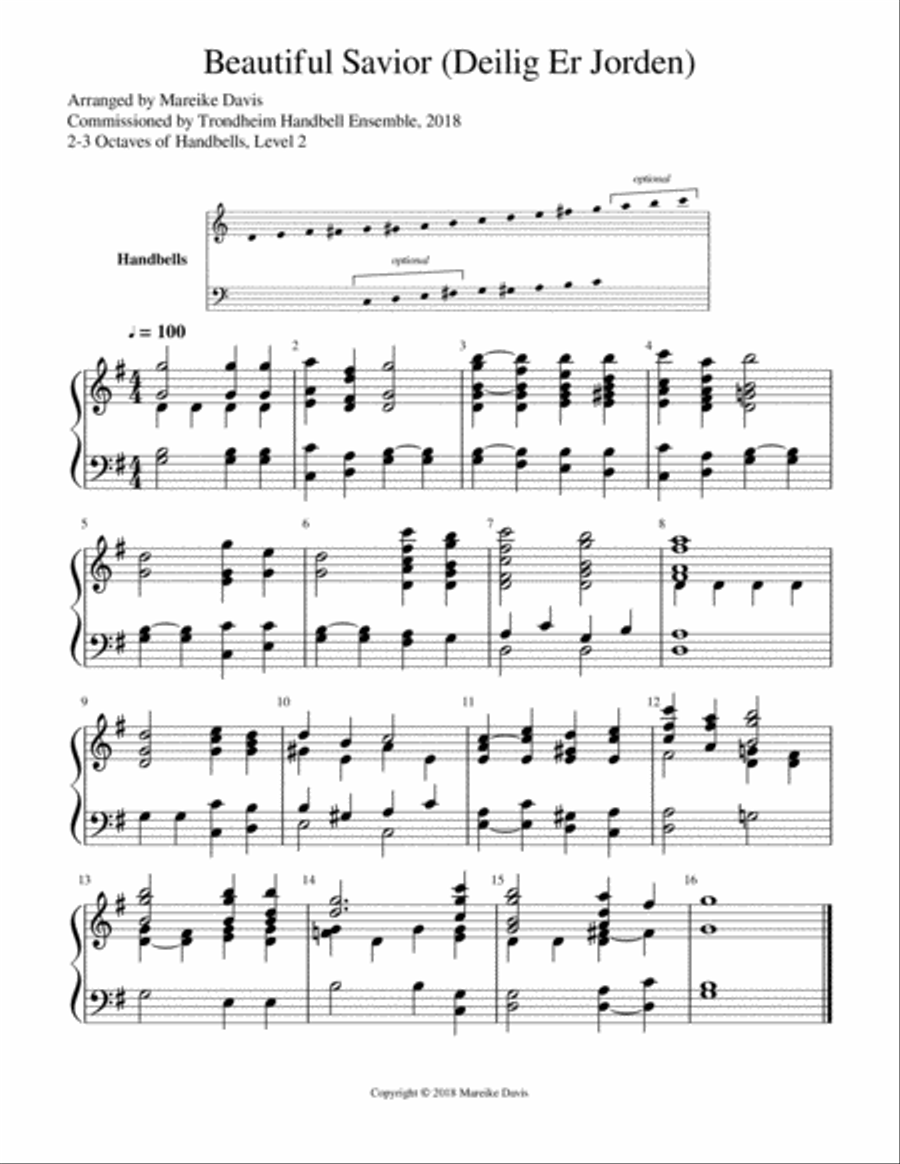Beautiful Savior (Deilig Er Jorden) Handbell Choir scores gallery preview page 1
