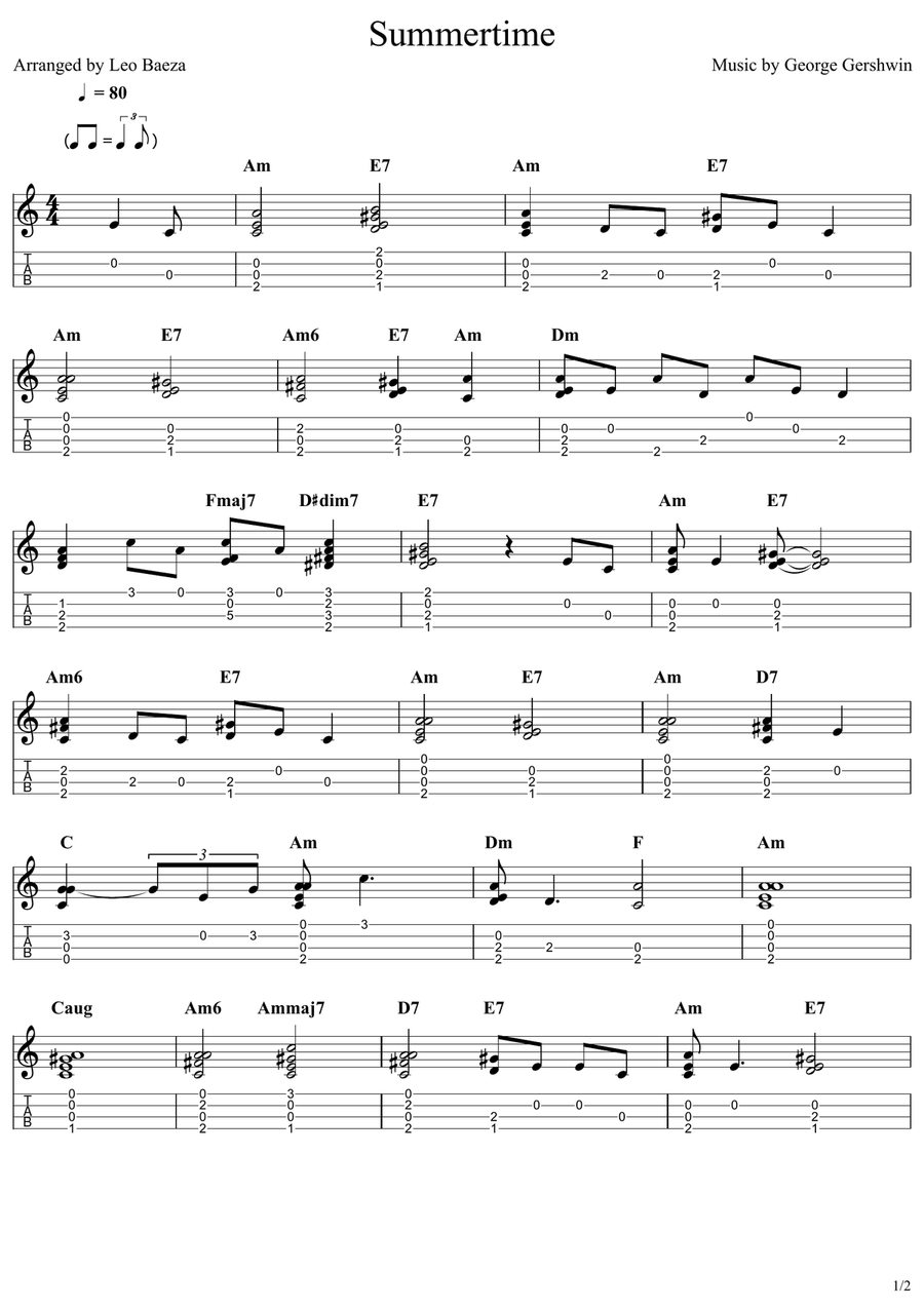 Summertime Ukulele scores gallery preview page 1