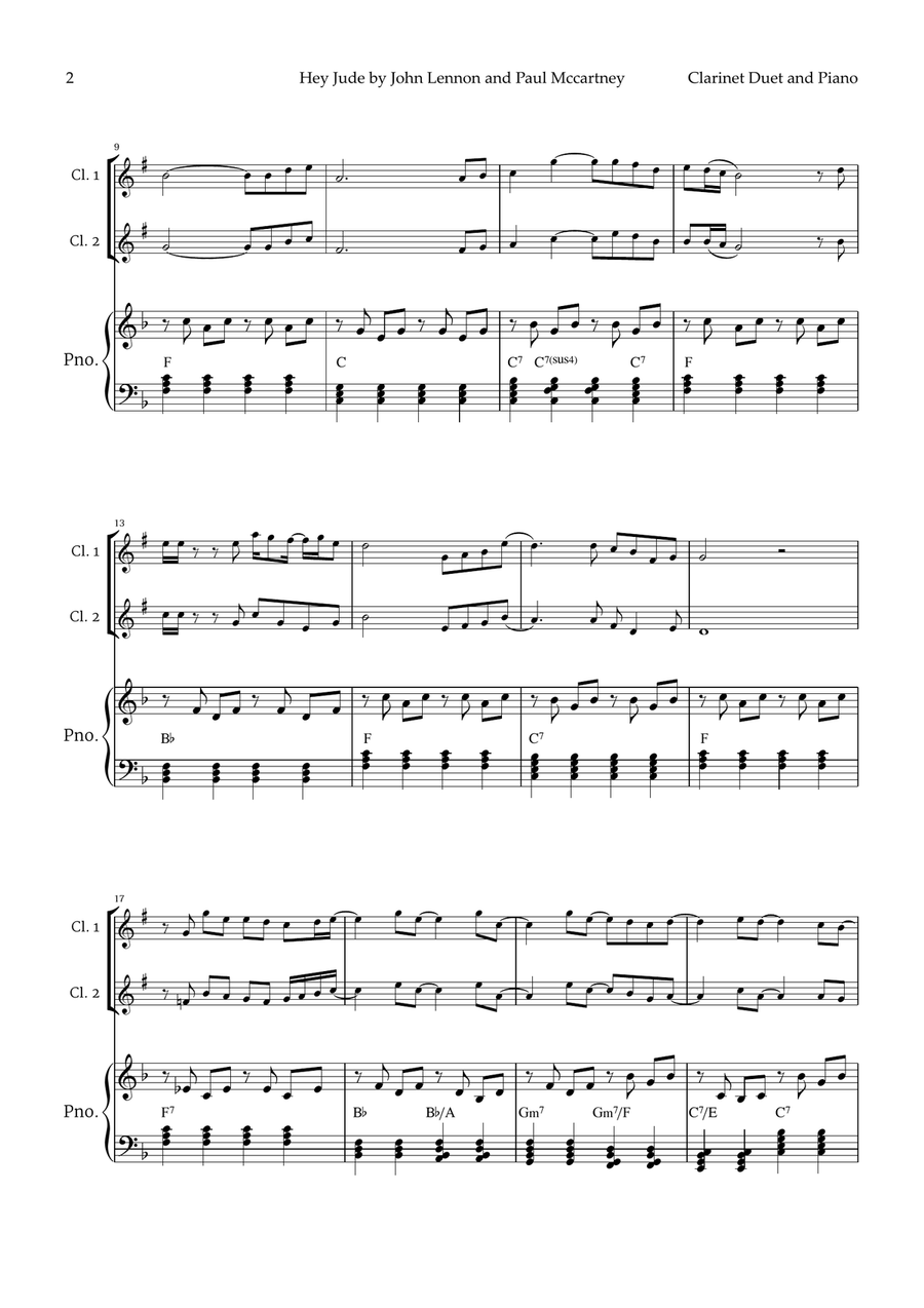 Hey Jude Woodwind Duet scores gallery preview page 2