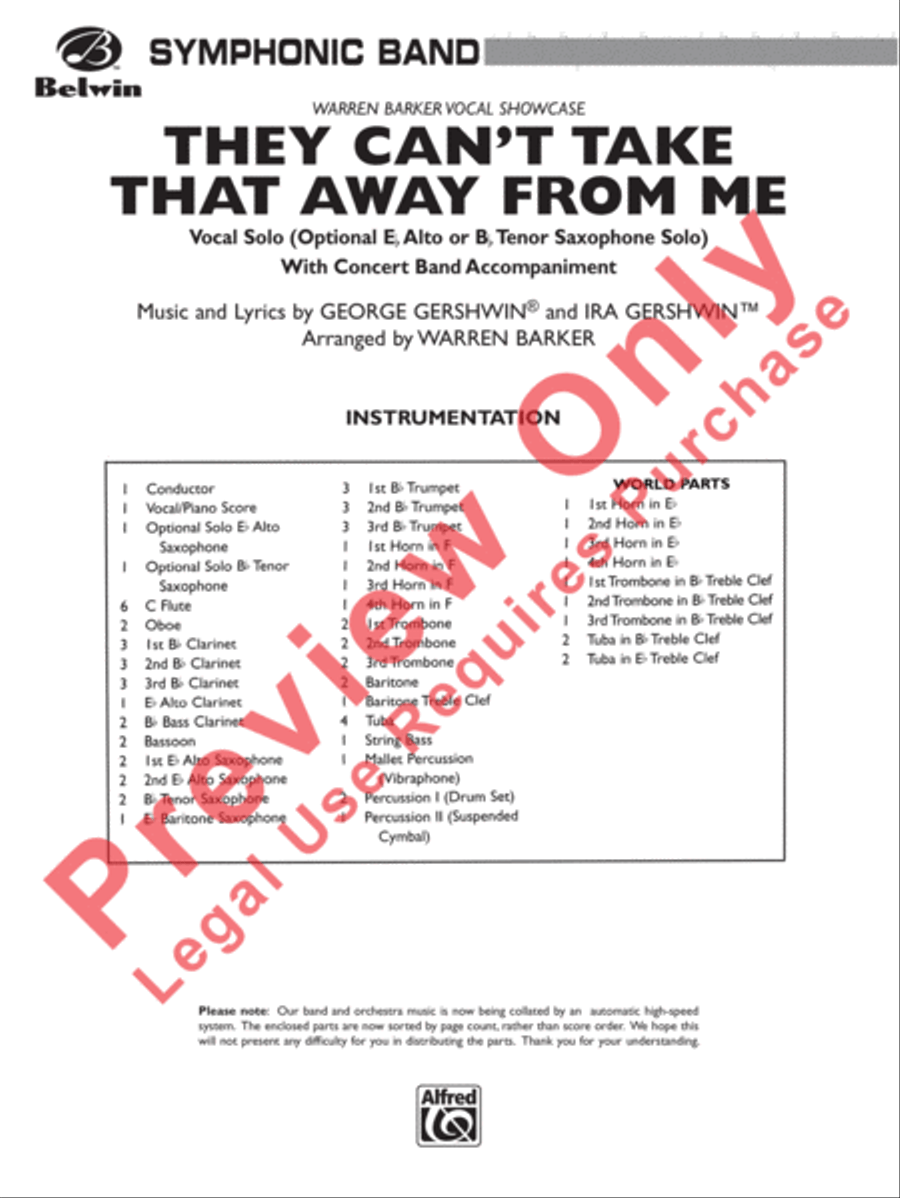 They Can't Take That Away from Me Concert Band scores gallery preview page 2