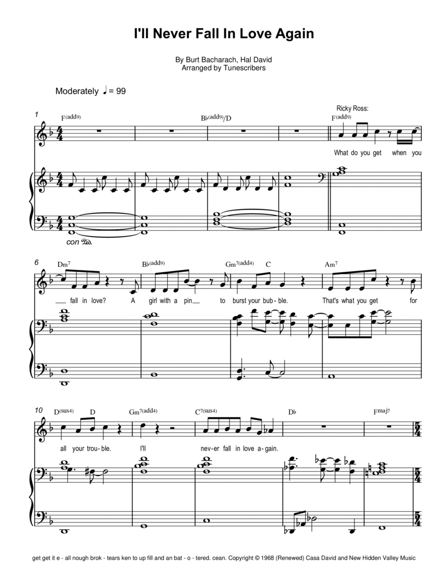 I'll Never Fall In Love Again Voice scores gallery preview page 1
