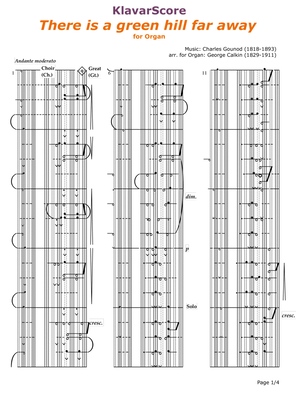 "There is a green hill far away" for Organ, transcribed to KlavarScore (Letter/A4 format)