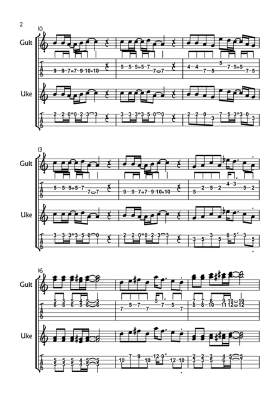 Fraggle Rock Theme Guitar Tablature scores gallery preview page 2