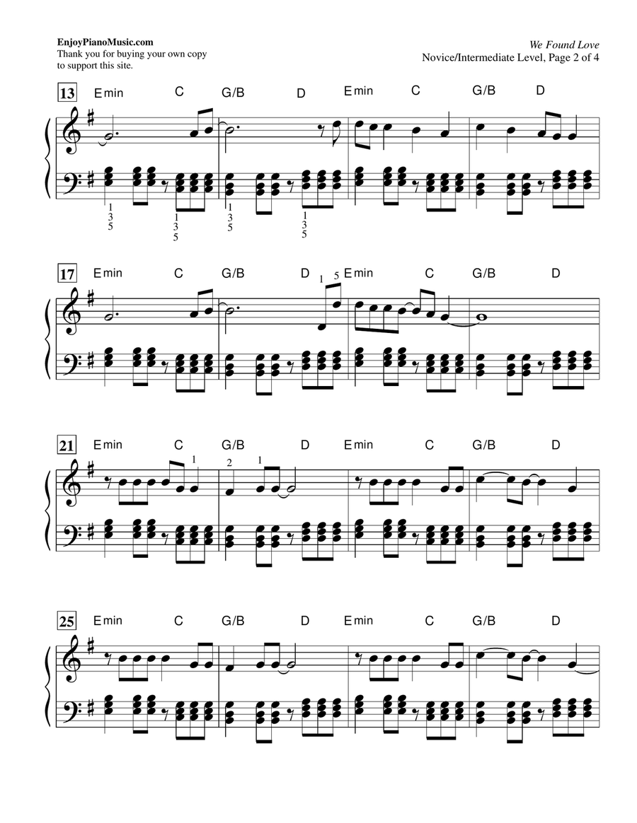 We Found Love Piano Method scores gallery preview page 3