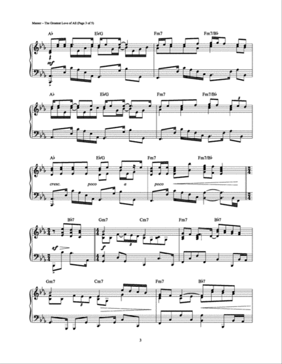 The Greatest Love of All Piano Solo scores gallery preview page 3