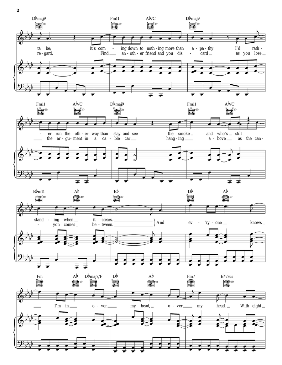 Over My Head (Cable Car) Piano, Vocal, Guitar scores gallery preview page 2