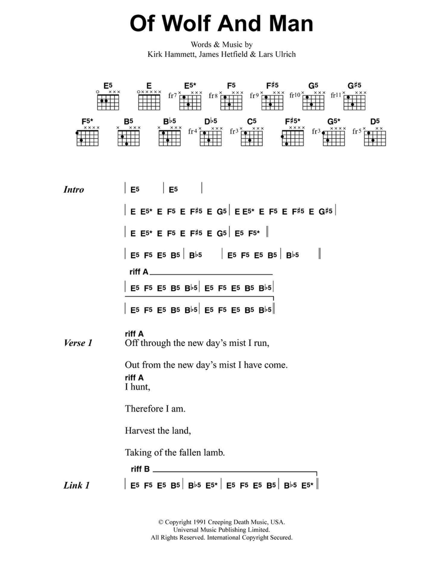 Of Wolf And Man Electric Guitar scores gallery preview page 1