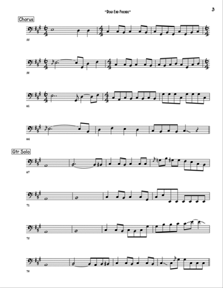 Dead End Friends Bass Guitar scores gallery preview page 3