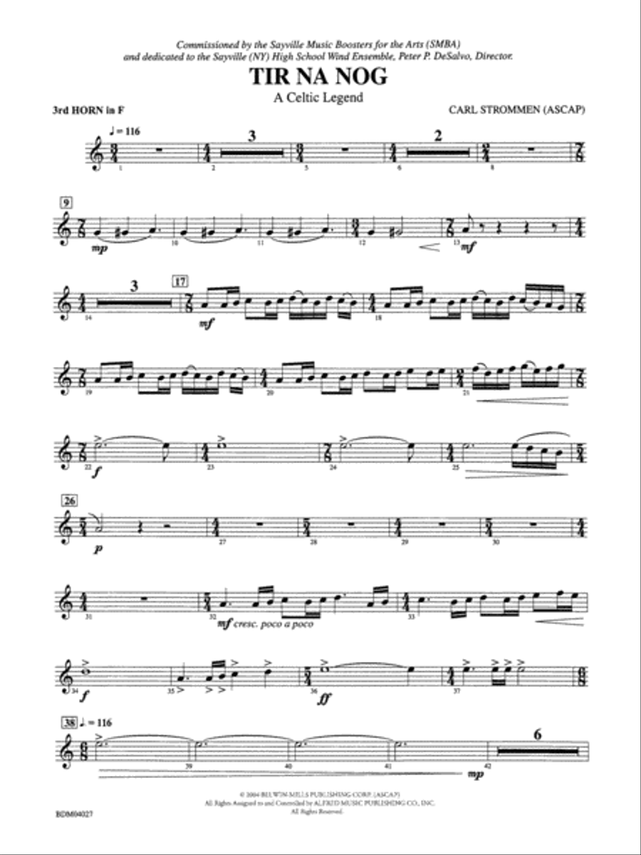 Tir Na Nog (A Celtic Legend): 3rd F Horn Concert Band scores gallery preview page 1