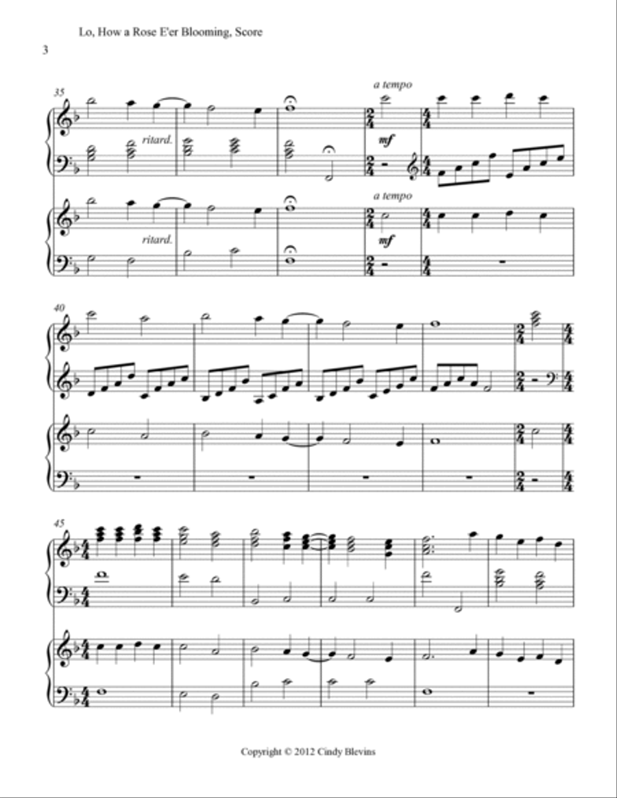Lo, How a Rose E'er Blooming, for Harp Duet Harp scores gallery preview page 4