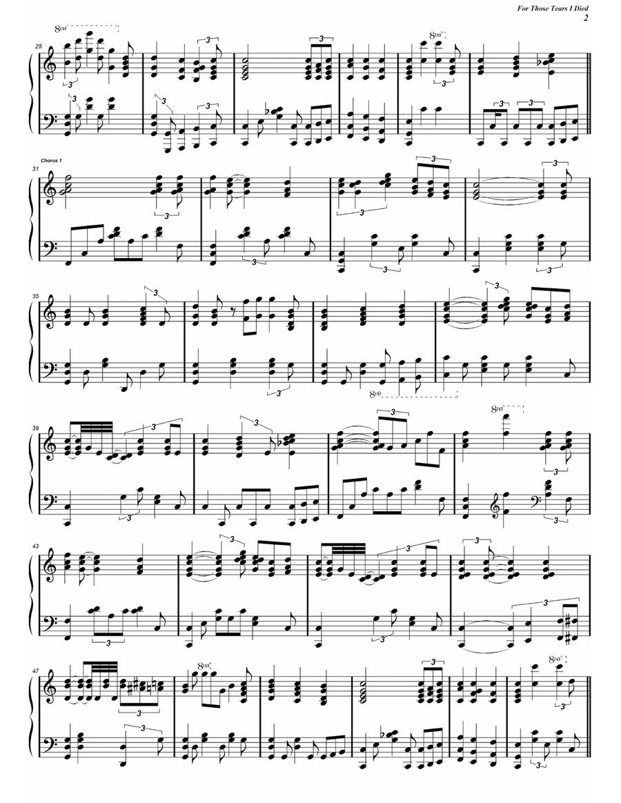 For Those Tears I Died Piano Solo scores gallery preview page 2