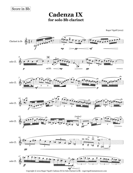 Cadenza IX for Solo Clarinet
