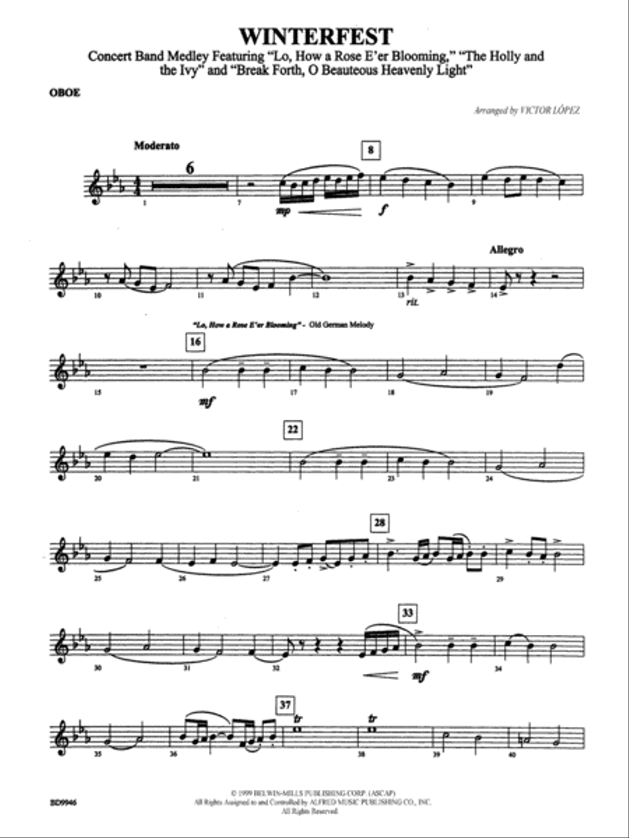 Winterfest: Oboe Concert Band scores gallery preview page 1