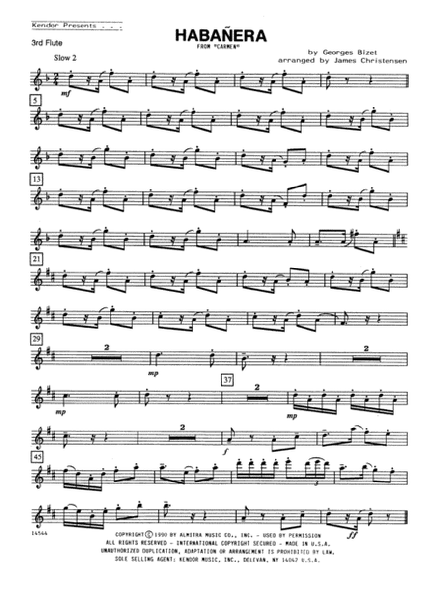 Habanera (from Carmen) - Flute 3