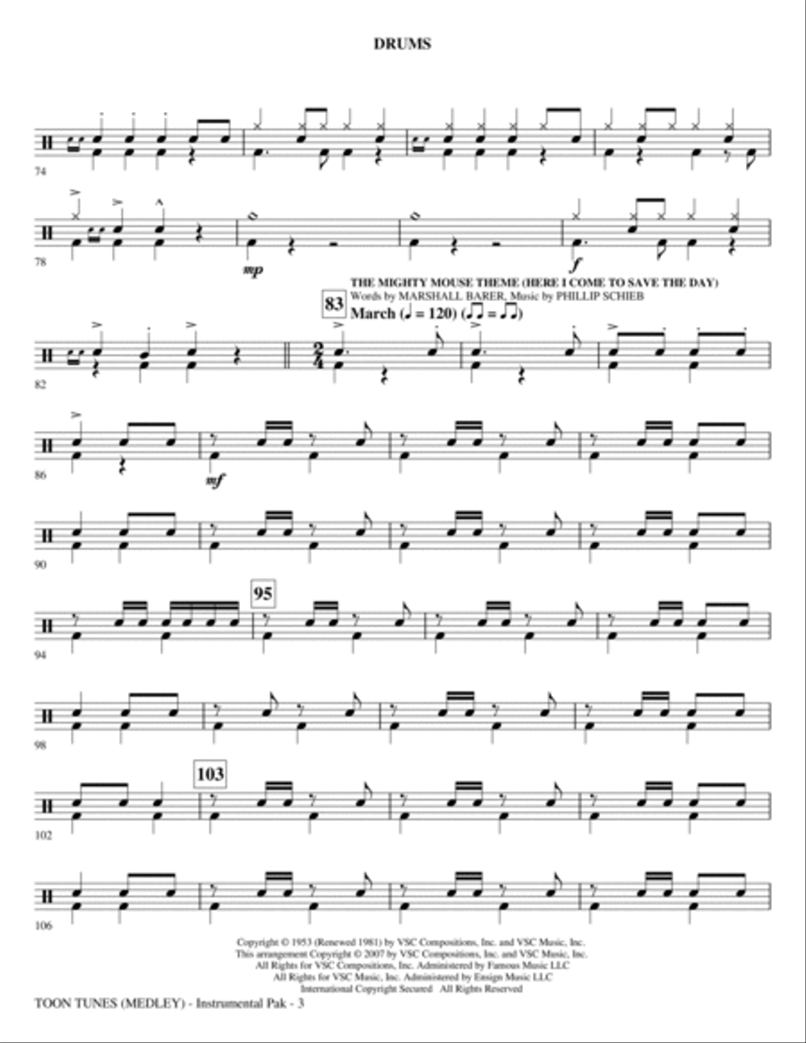 Toon Tunes - Drums Toon Tunes - Drums Choir scores gallery preview page 3