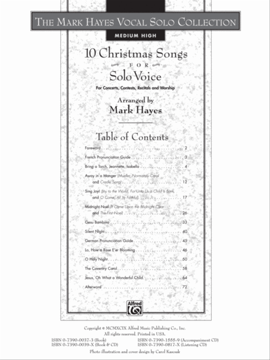 Mark Hayes Vocal Solo Collection: 10 Christmas Songs for Solo Voice - Medium High (Book Only) image number null