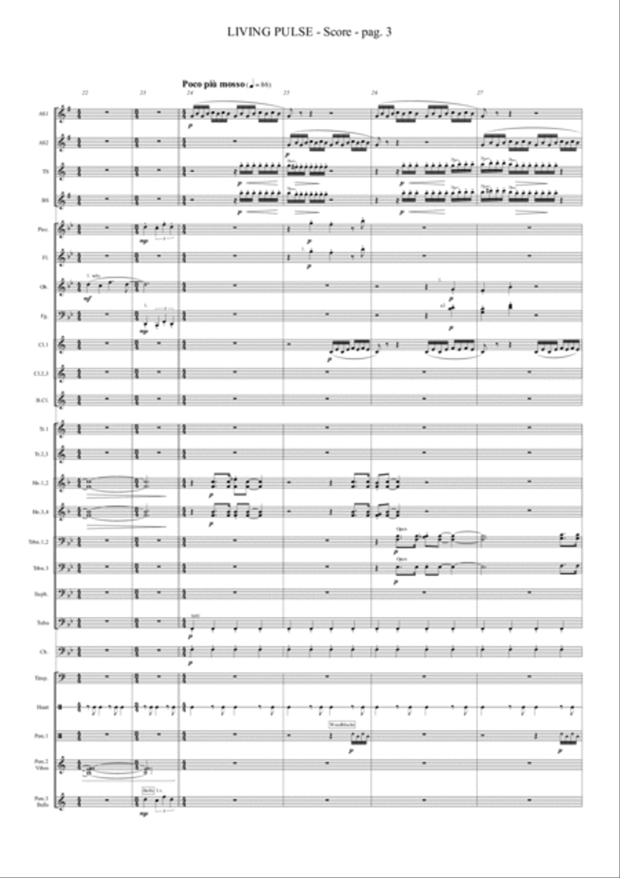 LIVING PULSE for Saxophone Quartet and Concert Band/Wind Ensemble image number null