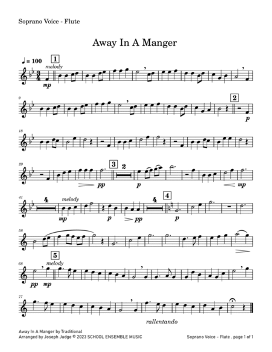 Away In A Manger for Woodwind Quartet in Schools Woodwind Quartet scores gallery preview page 5