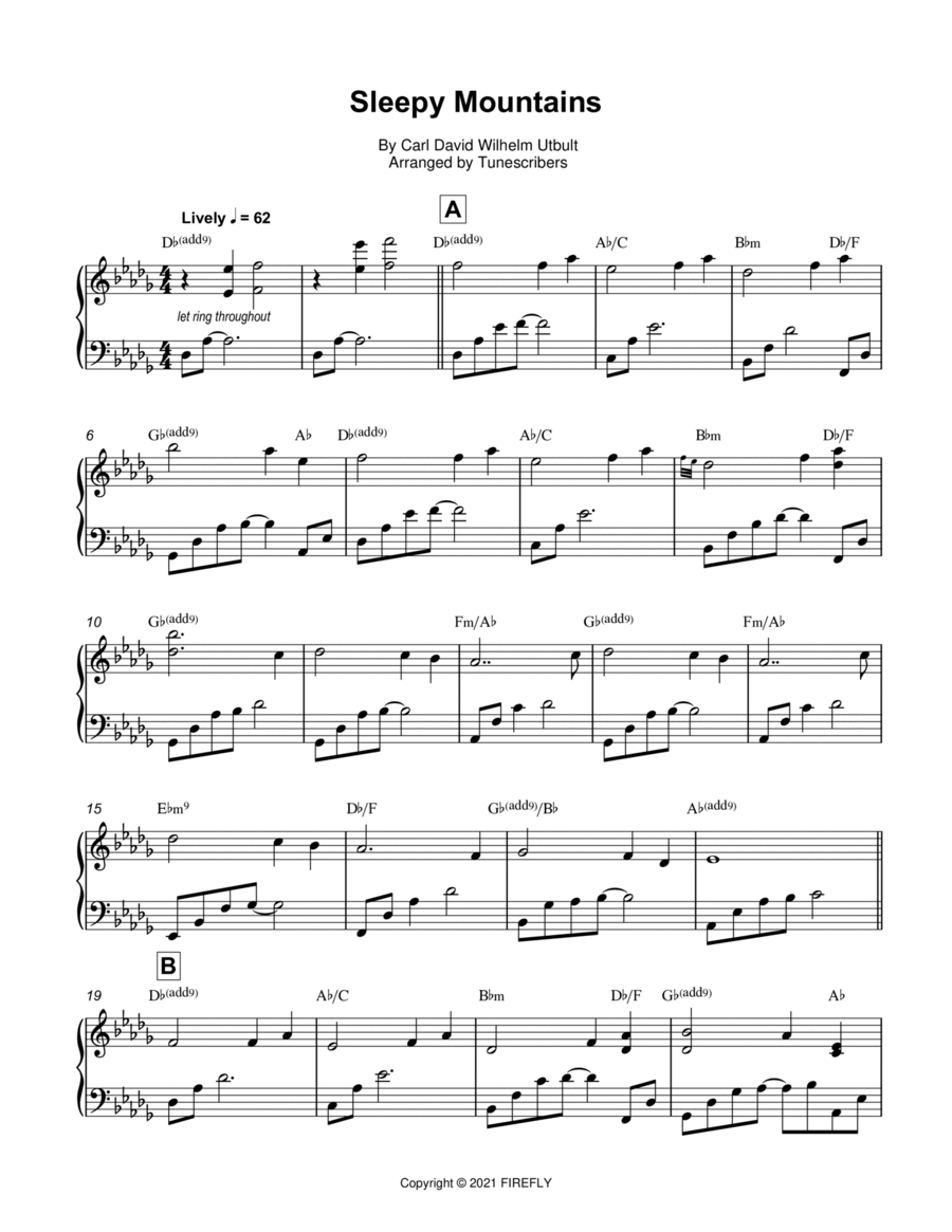 Sleepy Mountains Piano Solo scores gallery preview page 1