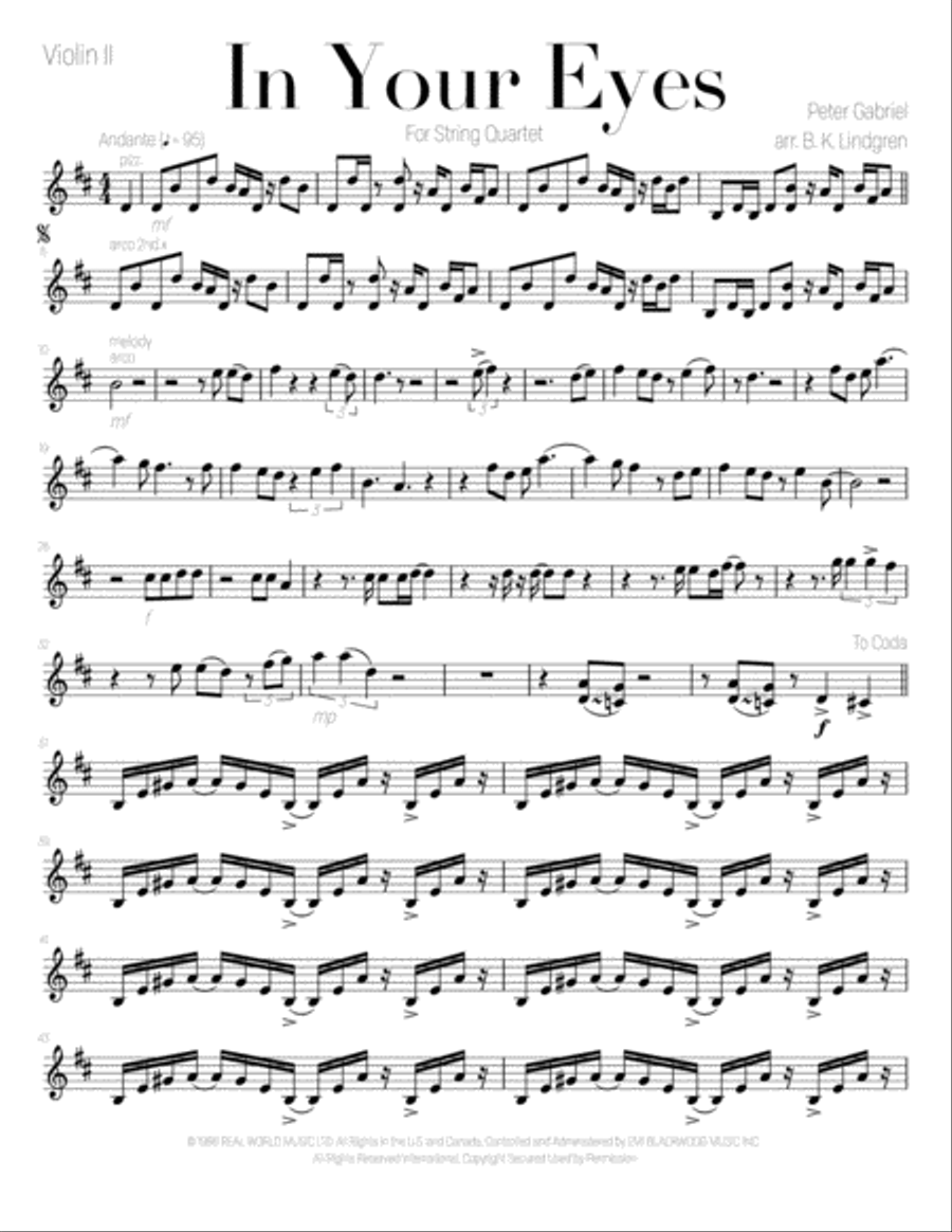In Your Eyes String Quartet scores gallery preview page 4