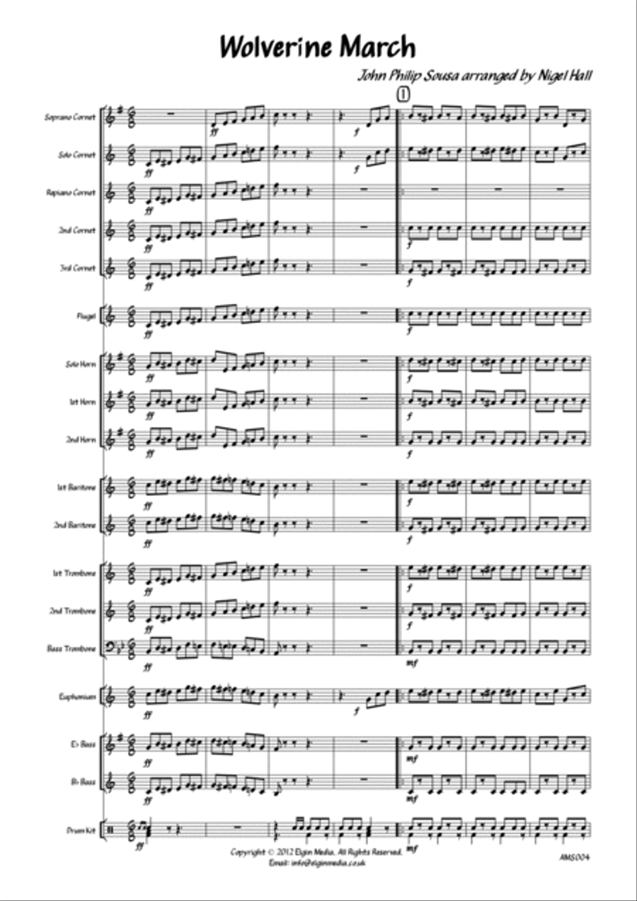 Wolverine March - Brass Band March Wolverine March - Brass Band March Brass Band scores gallery preview page 3