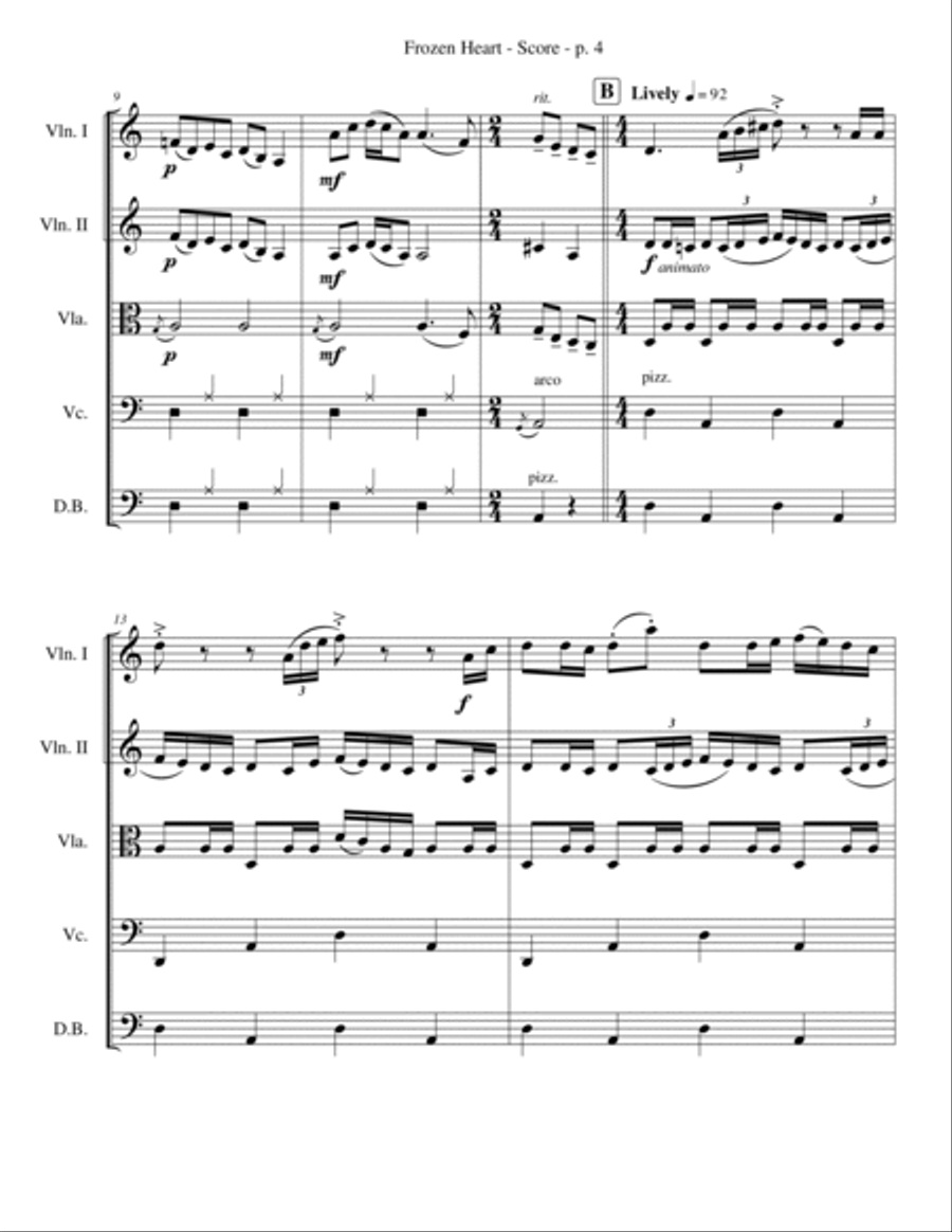 Frozen Heart String Quartet scores gallery preview page 4