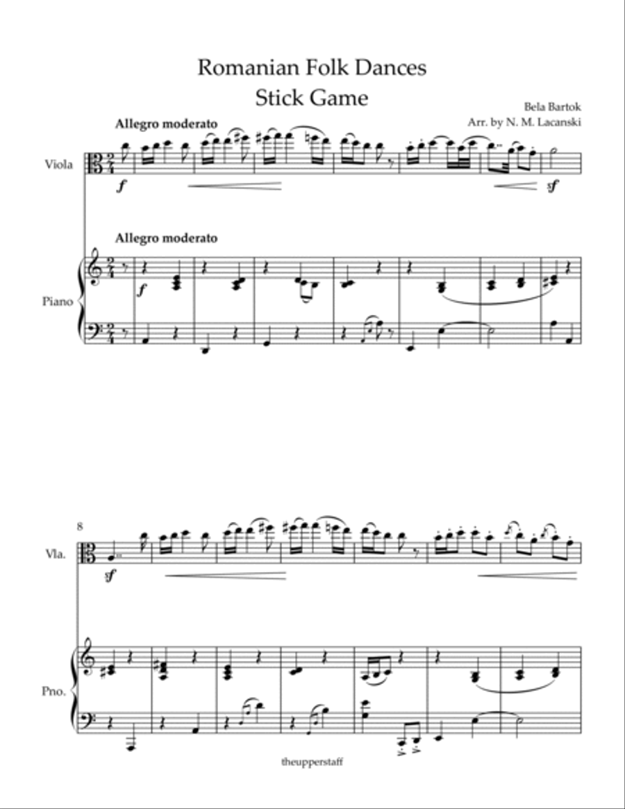 Romanian Folk Dances Stick Game Viola scores gallery preview page 2