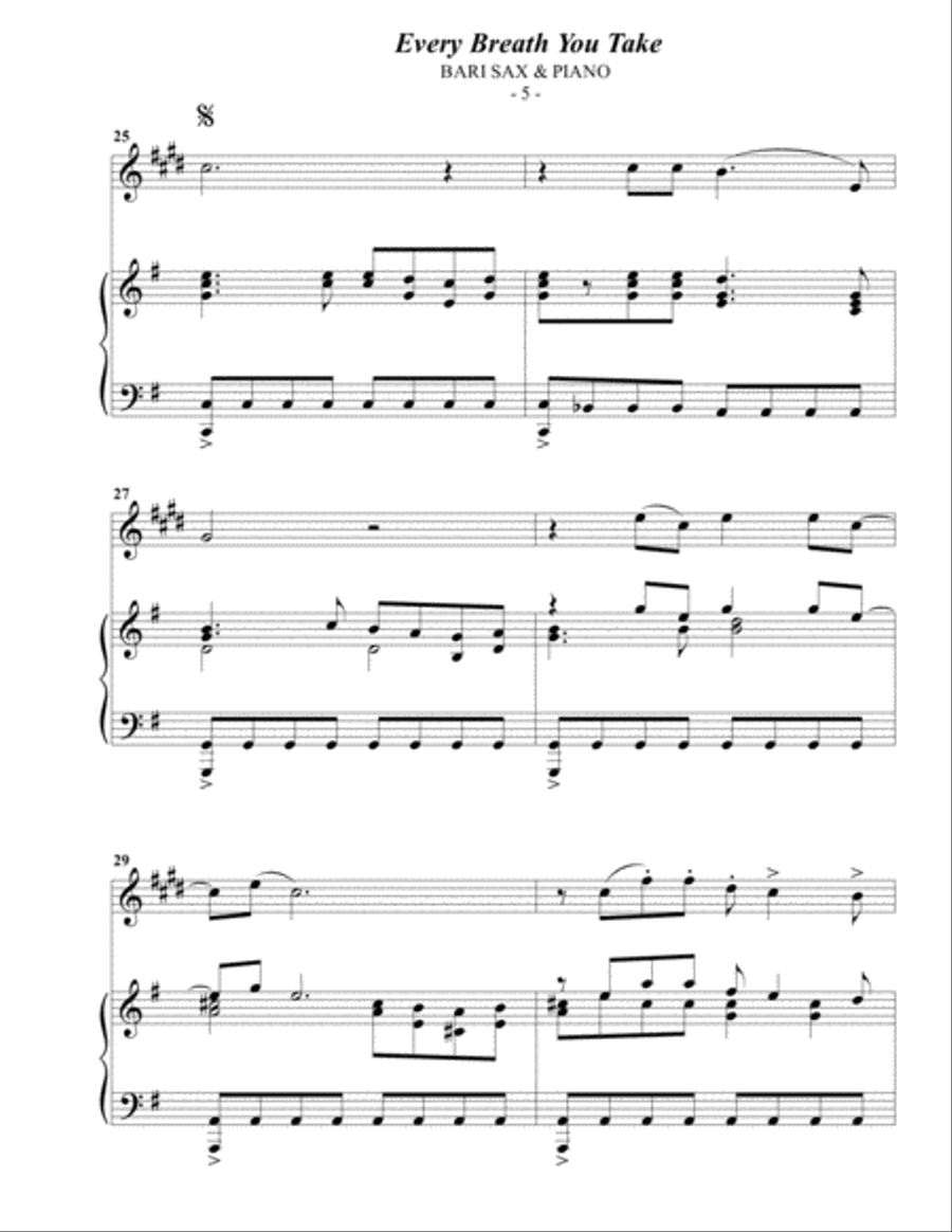 Every Breath You Take Baritone Saxophone scores gallery preview page 5
