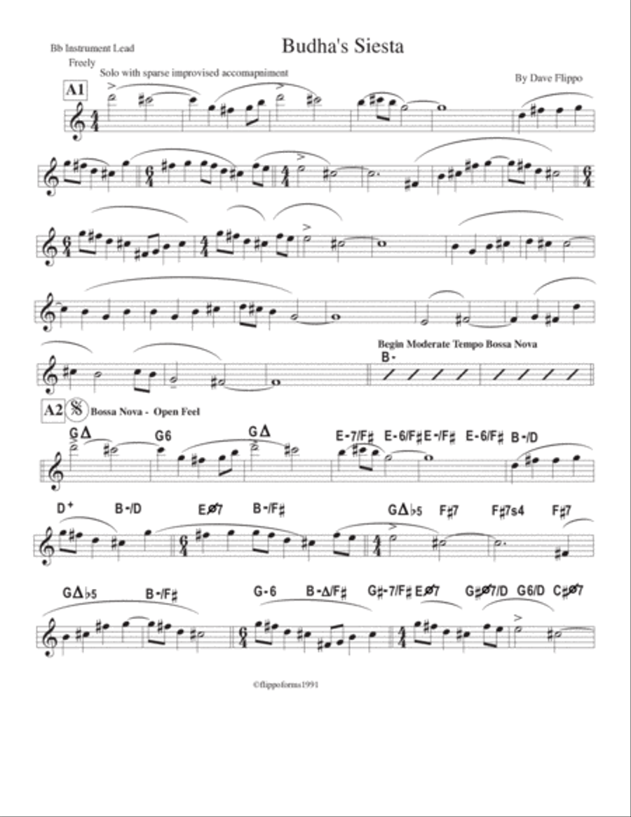 BUDDHA'S SIESTA - The Globaljazz Series - Asian/Latin jazz fusion - Lead Sheets in C, Bb and Eb Jazz Ensemble scores gallery preview page 4