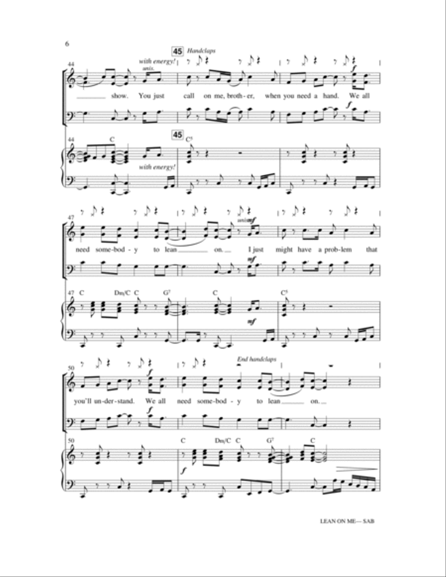 Lean On Me (with We Shall Overcome) 3-Part scores gallery preview page 6