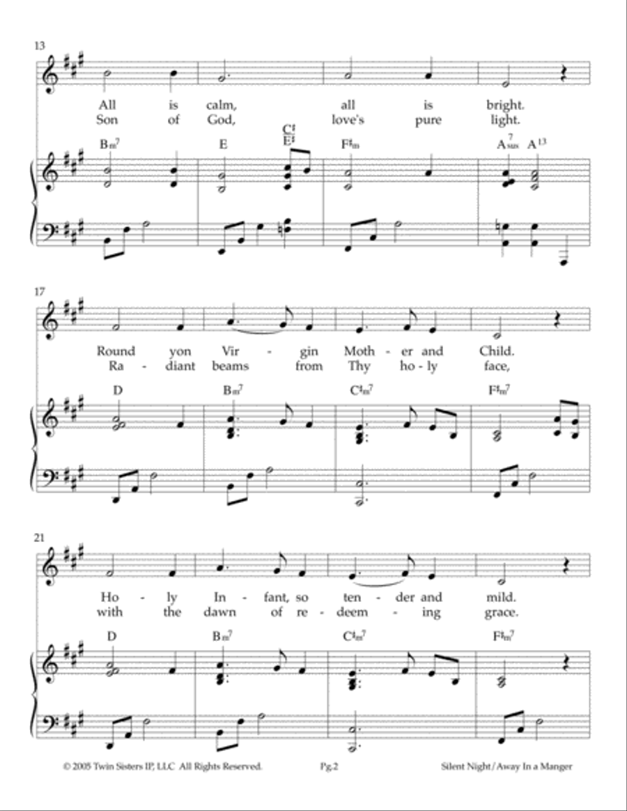 Silent Night / Away In A Manger Voice scores gallery preview page 2