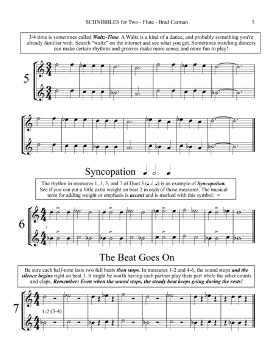 SCHNIBBLES for Two: 101 Easy Practice Duets for Band: FLUTE Woodwind Duet scores gallery preview page 6