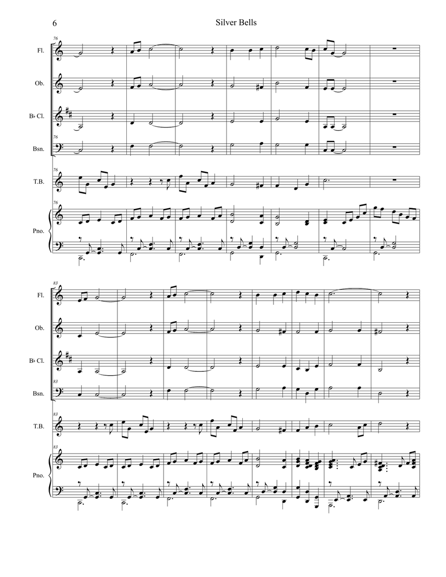 Silver Bells Woodwind Quartet scores gallery preview page 6