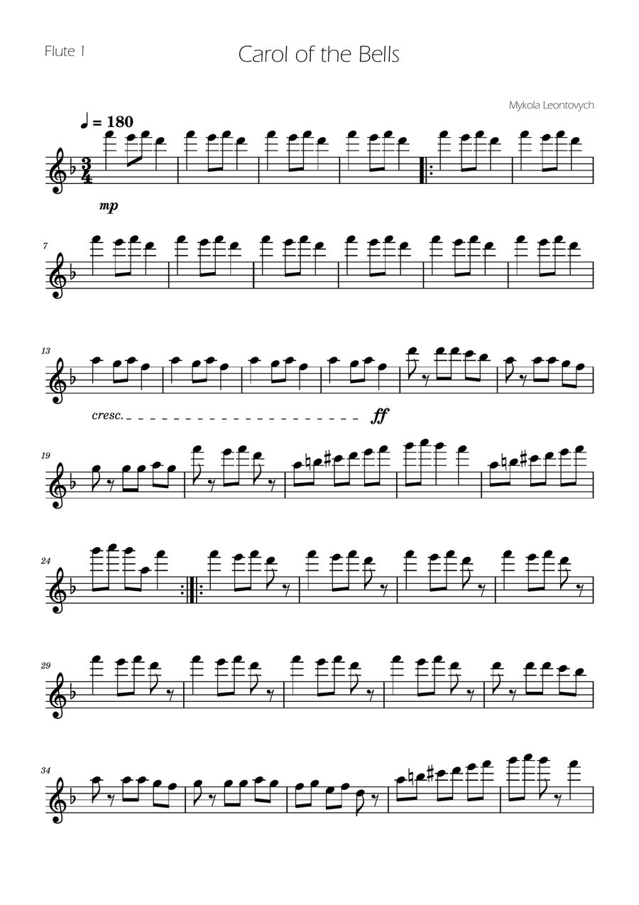 Carol of The Bells - Flute Trio Flute Trio scores gallery preview page 4