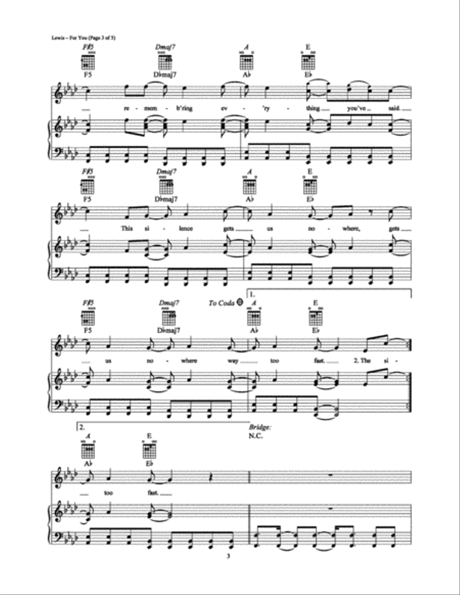 For You Piano, Vocal, Guitar scores gallery preview page 3