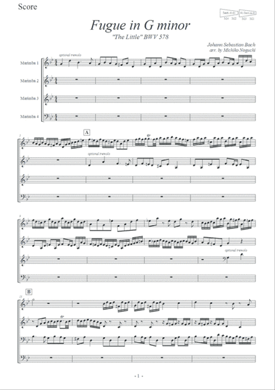 J.S.Bach / The Little Fugue in G minor BWV578 image number null