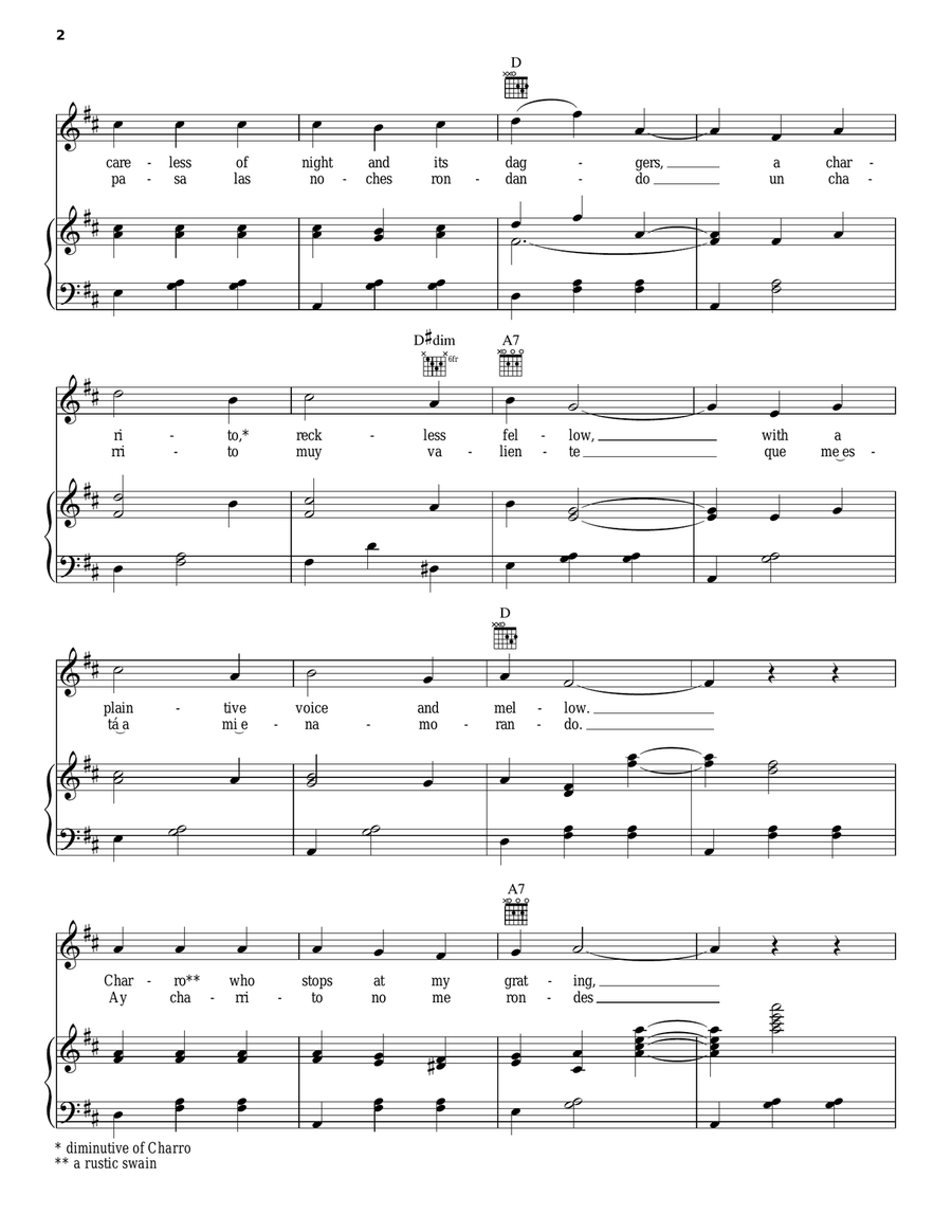 Cielito Lindo (My Pretty Darling) Piano, Vocal, Guitar scores gallery preview page 2