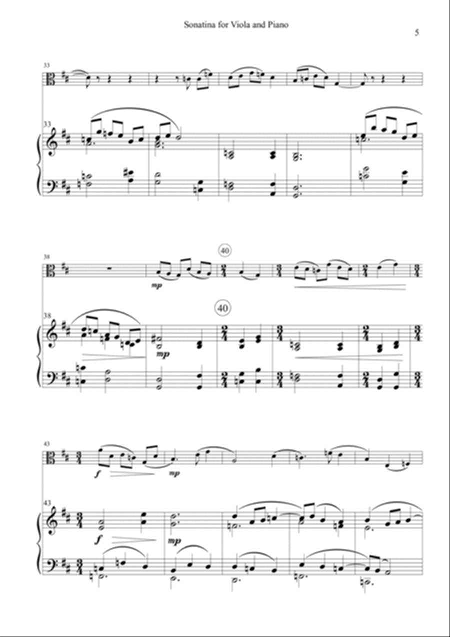 Sonatina for Viola and Piano Piano scores gallery preview page 5