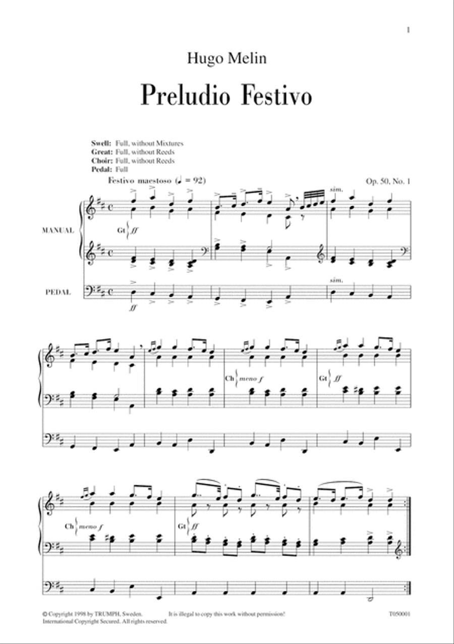 Preludio Festivo, Op. 50 - Wedding Music Organ Solo scores gallery preview page 5