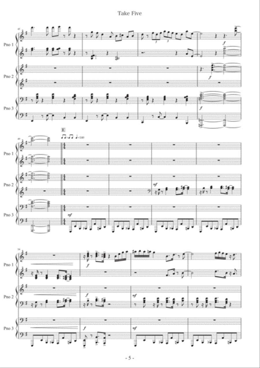 Take Five Piano Solo scores gallery preview page 6