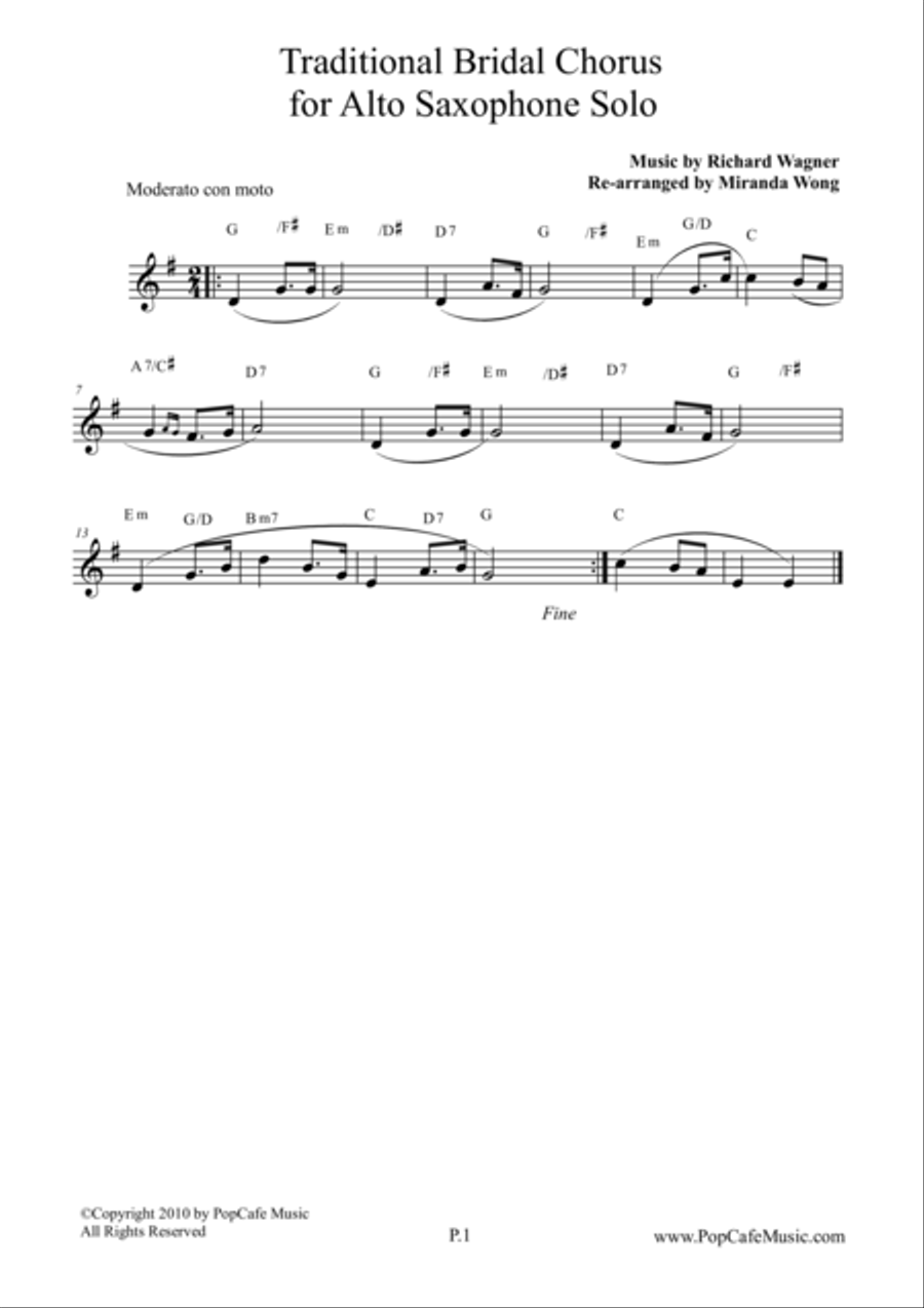 Traditional Bridal Chorus - Alto Saxophone Solo Woodwind Trio scores gallery preview page 1